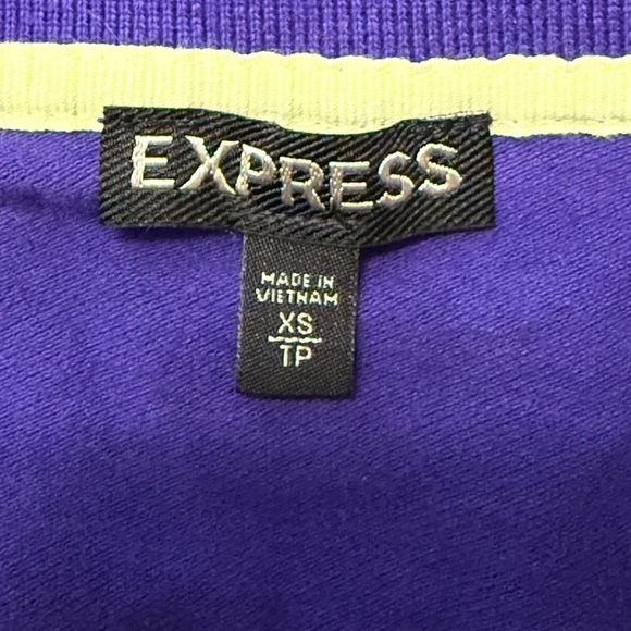 Express Vibrant Purple Cotton Blend Polo Shirt with yellow trim and Logo XS - Picture 4 of 7